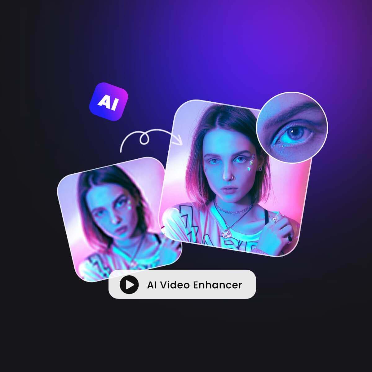 réalisez un clip d'une jeune fille floue de haute qualité et corrigez les détails avec l'amplificateur de vidéo AI