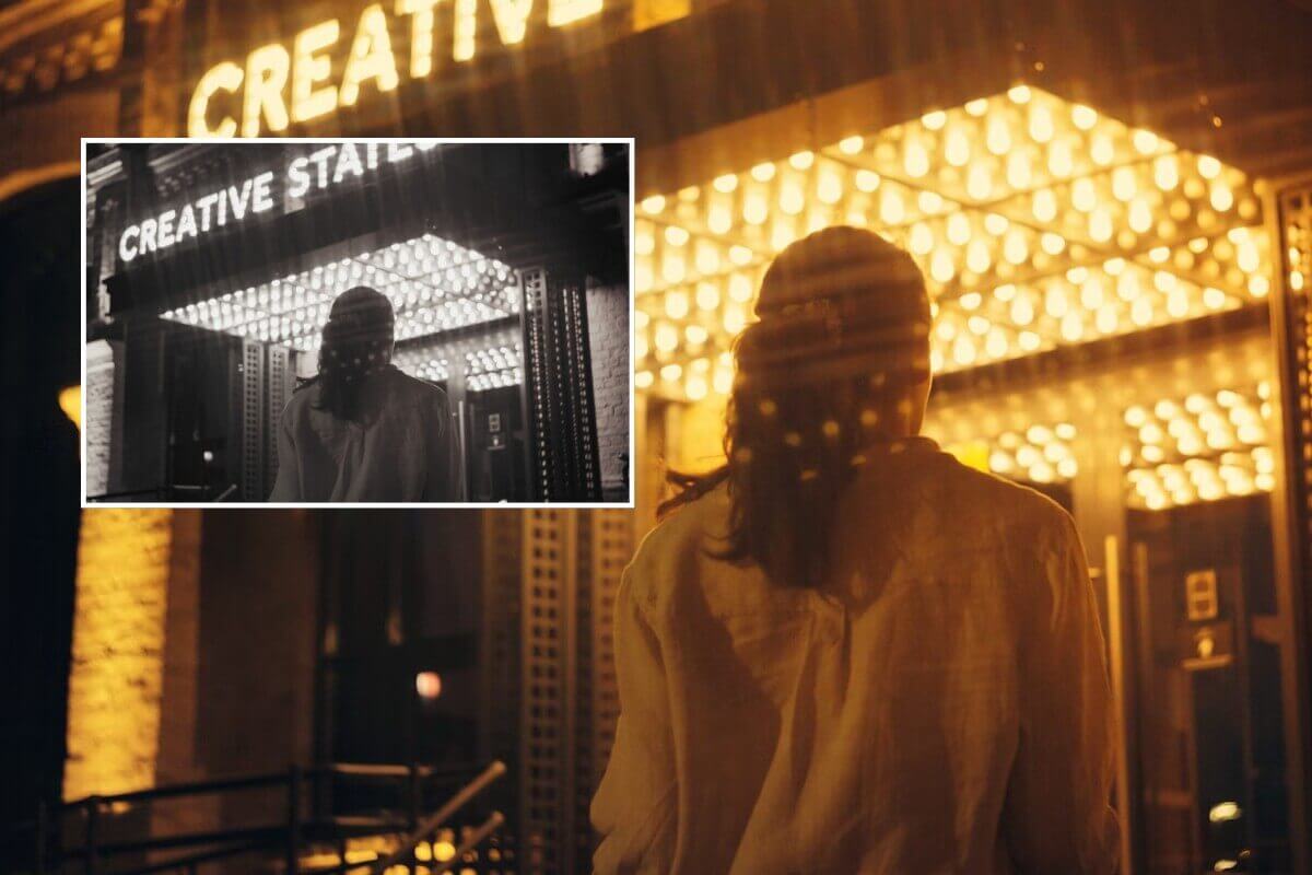 Convertissez un clip vidéo en noir et blanc en une vidéo couleur et haute définition montrant le dos d'une femme