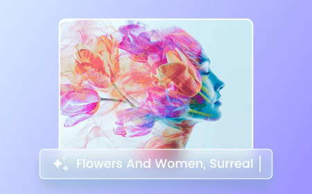Immagine astratta creativa con il profilo di una donna e fiori (generata dall'IA di Fotor)