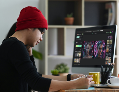 Illustratore freelance che usa Fotor per generare immagini IA